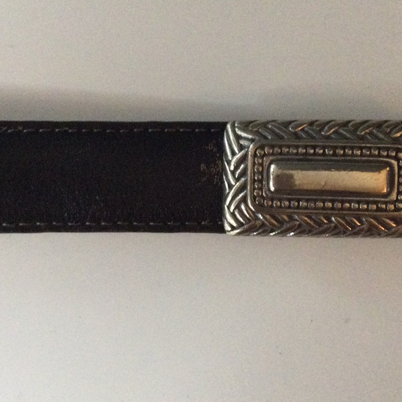 Brighton Black Leather Belt with Silvertone accents - Picture 8 of 9
